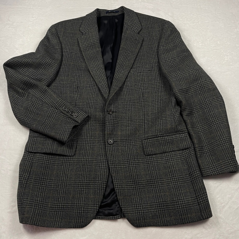 Jos A Bank Corporate Collection 43T‎ Blazer Grey Glen Plaid Pure Wool Sport Coat - Picture 2 of 14